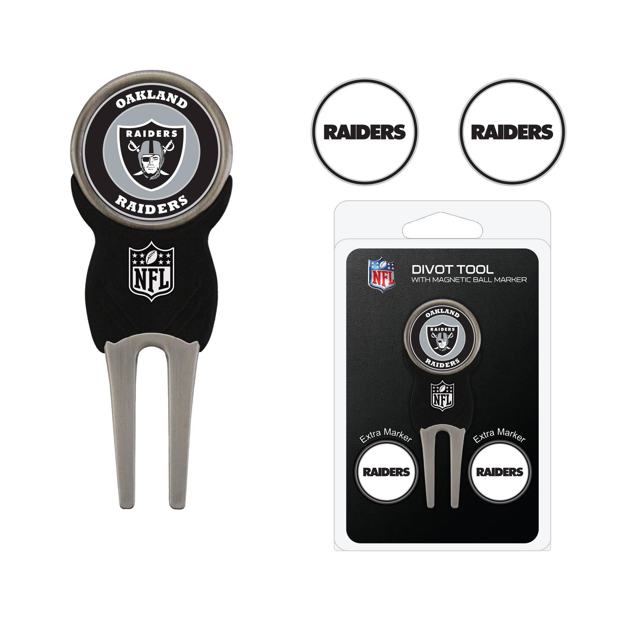 Oakland Raiders Divot Tool Pack With 3 Golf Ball Markers - 757 Sports Collectibles