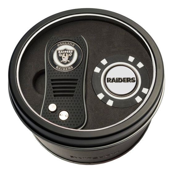 Oakland Raiders Tin Set - Switchfix, Golf Chip - 757 Sports Collectibles