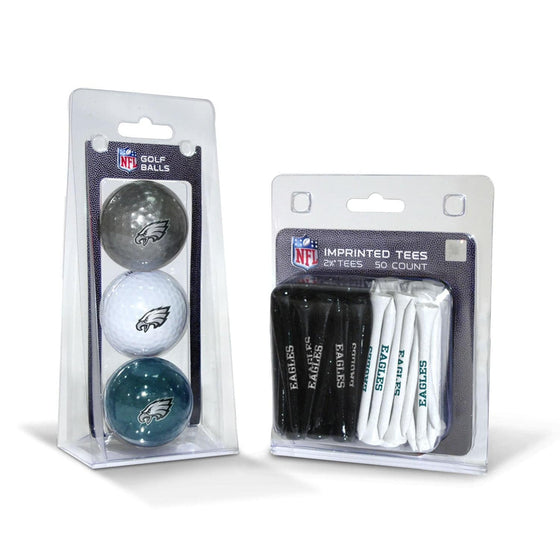 Philadelphia Eagles 3 Golf Balls And 50 Golf Tees - 757 Sports Collectibles