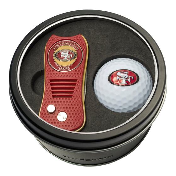 San Francisco 49ers Tin Set - Switchfix, Golf Ball - 757 Sports Collectibles