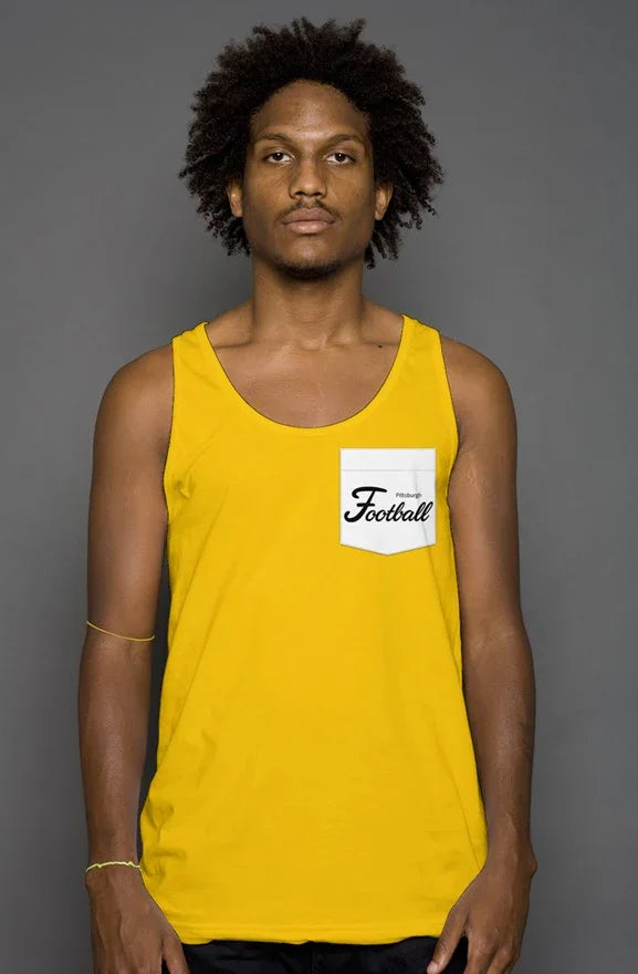 Pittsburgh Football Yellow Pocket Tank Men's S-2XL