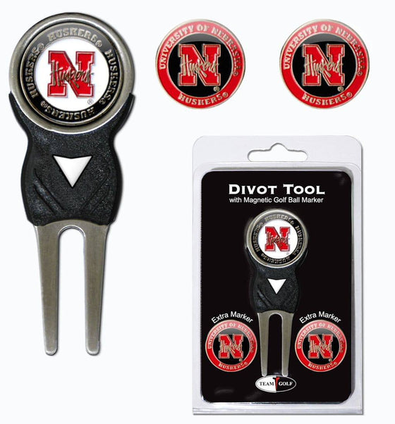Nebraska Cornhuskers Golf Divot Tool with 3 Markers (CDG) - 757 Sports Collectibles