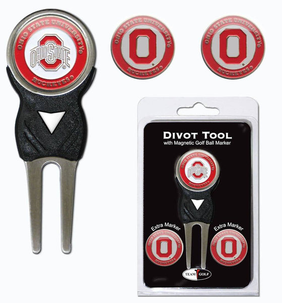 Ohio State Buckeyes Golf Divot Tool with 3 Markers (CDG) - 757 Sports Collectibles