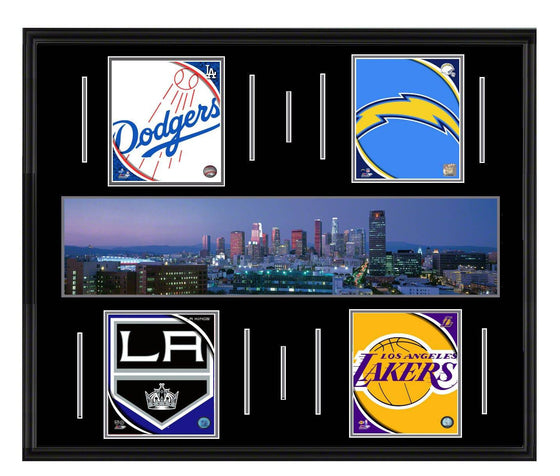 Los Angeles Skyline Super Deluxe Framed Four Team Dodgers, Chargers, Kings, Lakers 45x34 - 757 Sports Collectibles
