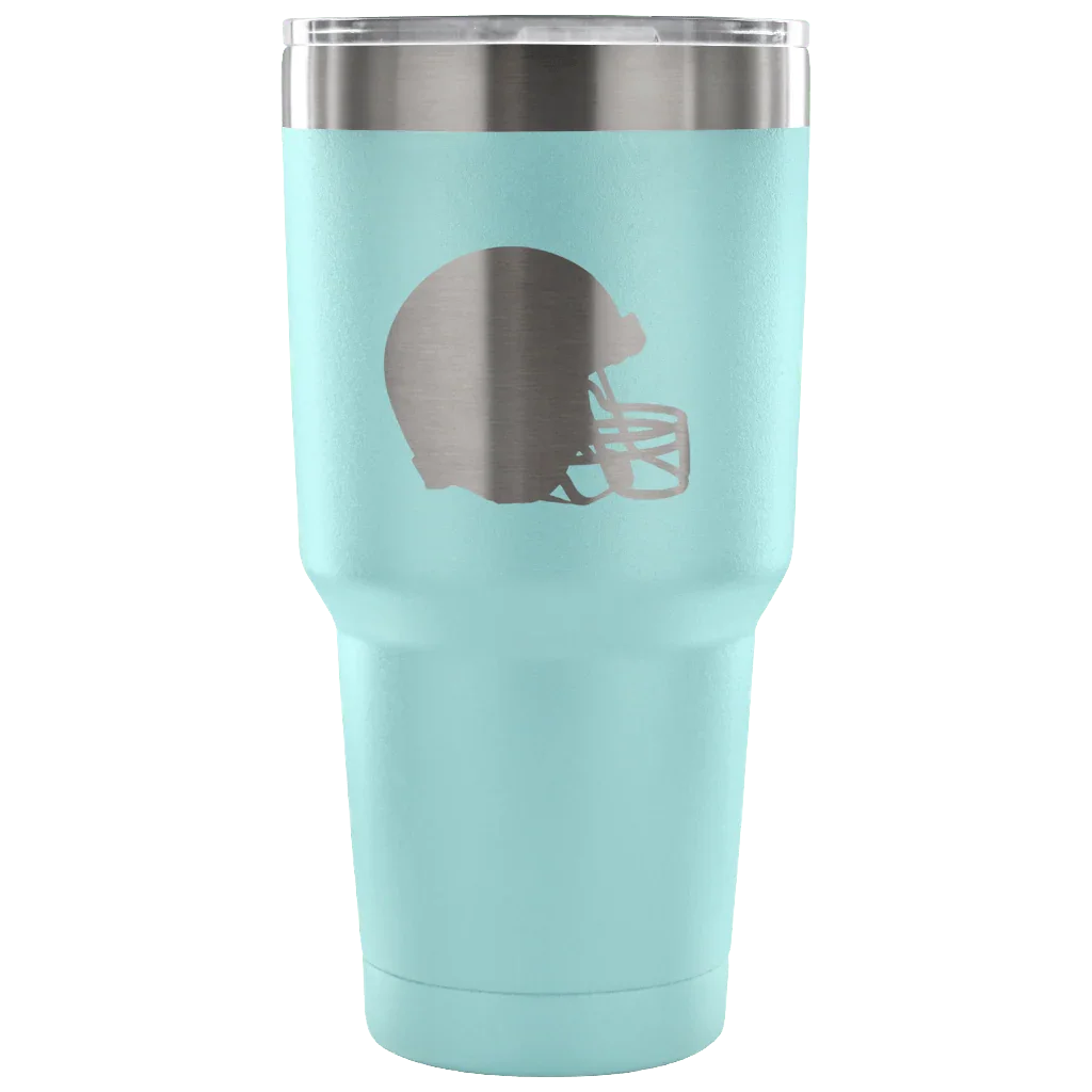 Stainless Steel Tumbler - Football Helmet - Powder Coated Laser Etched Vacuum Sealed Stainless Steel Tumbler - 757 Sports Collectibles