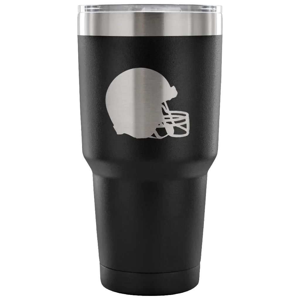 Stainless Steel Tumbler - Football Helmet - Powder Coated Laser Etched Vacuum Sealed Stainless Steel Tumbler
