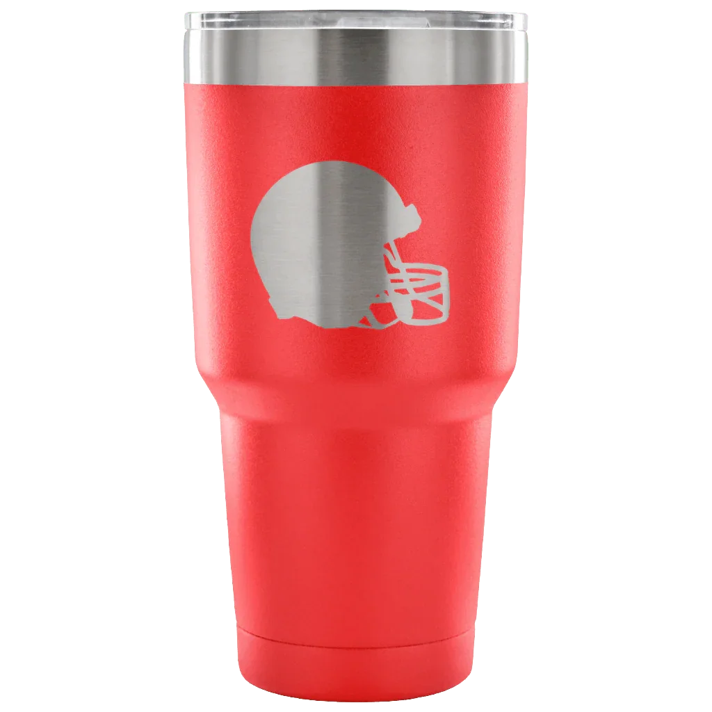 Stainless Steel Tumbler - Football Helmet - Powder Coated Laser Etched Vacuum Sealed Stainless Steel Tumbler - 757 Sports Collectibles