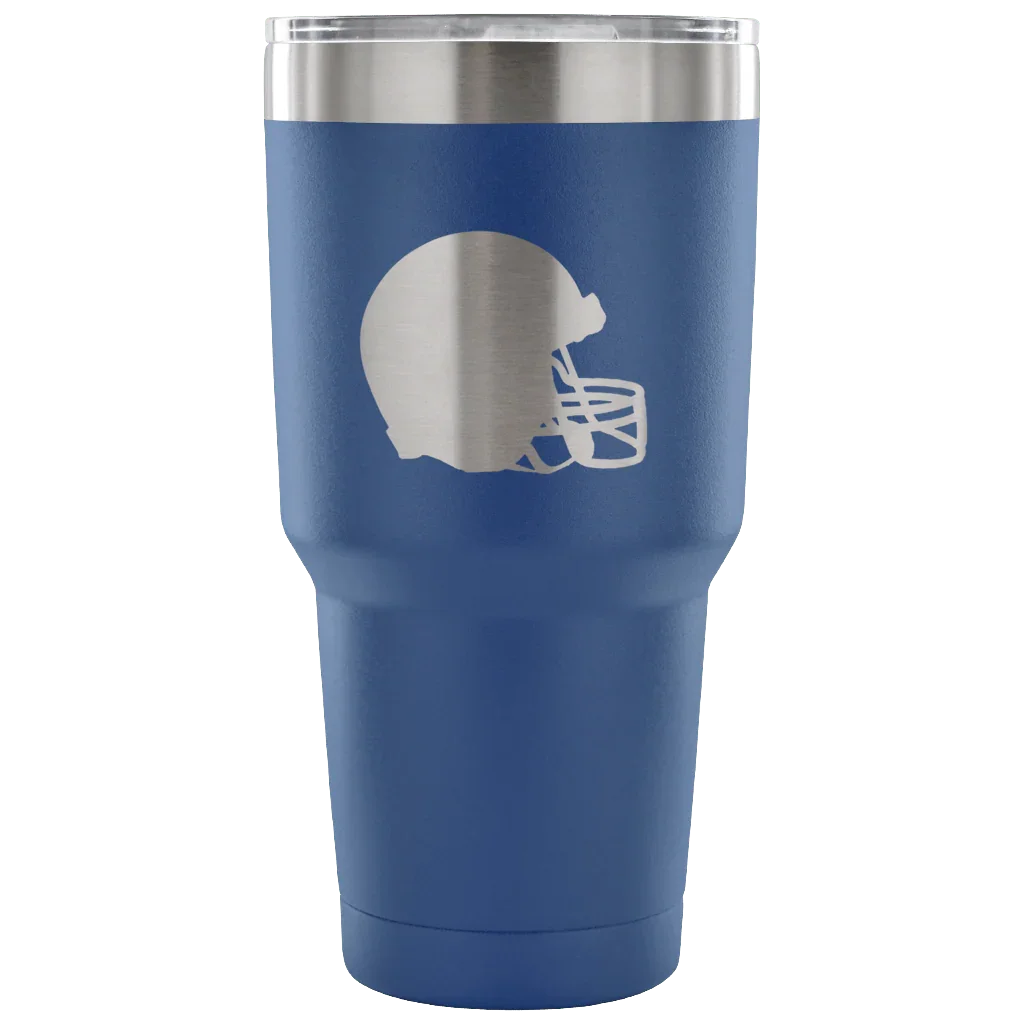 Stainless Steel Tumbler - Football Helmet - Powder Coated Laser Etched Vacuum Sealed Stainless Steel Tumbler - 757 Sports Collectibles