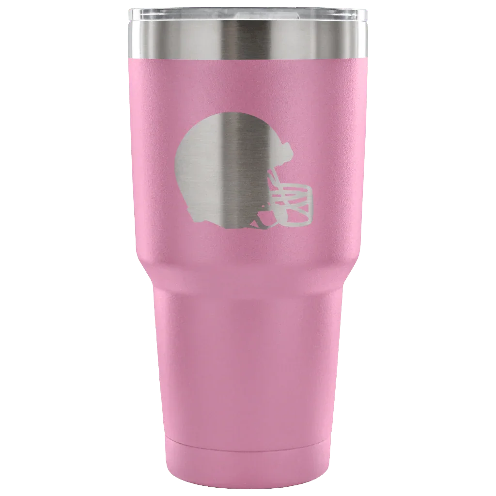 Stainless Steel Tumbler - Football Helmet - Powder Coated Laser Etched Vacuum Sealed Stainless Steel Tumbler - 757 Sports Collectibles