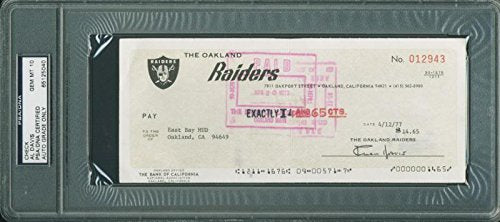 Al Davis Signed 3.5X8.5 1977 Raiders Check Auto Graded Gem Mint 10! PSA Slabbed - 757 Sports Collectibles