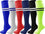 Kids Soccer Socks, 6 Pairs for Boys Girls, Youth Knee High Athletic Sports Football Gym School Team Pack for Children (Small, Assorted) - 757 Sports Collectibles