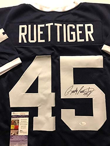 Autographed/Signed Rudy Ruettiger Notre Dame Blue College Football Jersey JSA COA