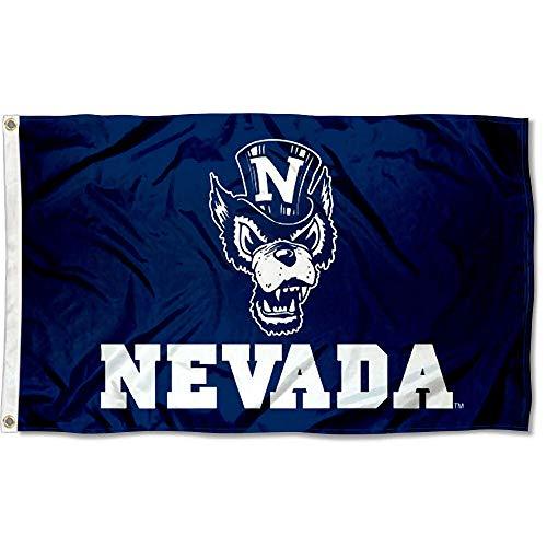 College Flags & Banners Co. Nevada Wolfpack Navy Blue Wolf Logo Flag - 757 Sports Collectibles