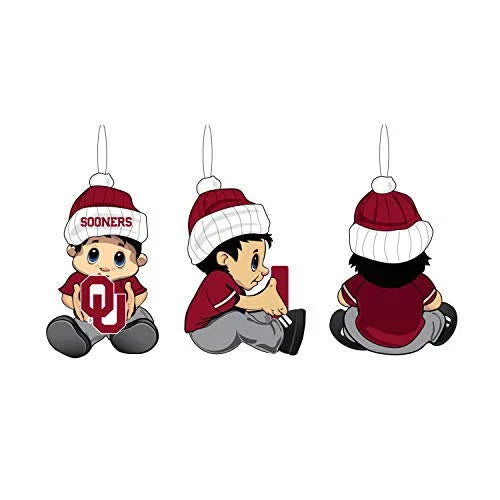 Team Sports America NCAA University of Oklahoma Remarkable Adorable Lil Fan Christmas Ornament - 2" Long x 2" Wide x 3" High - 757 Sports Collectibles