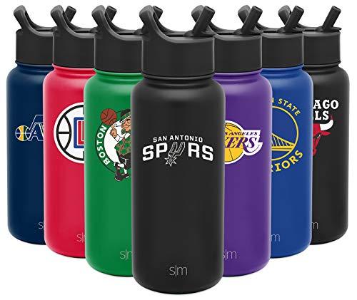 Simple Modern NBA San Antonio Spurs 32oz Water Bottle with Straw Lid Insulated Stainless Steel Summit - 757 Sports Collectibles