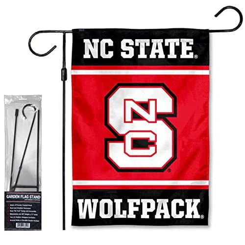 North Carolina State Wolfpack Garden Flag and Flag Stand Holder Flagpole Set - 757 Sports Collectibles