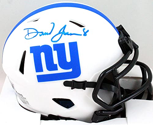 Daniel Jones Autographed New York Giants Lunar Speed Mini Helmet- Beckett WBlue - 757 Sports Collectibles