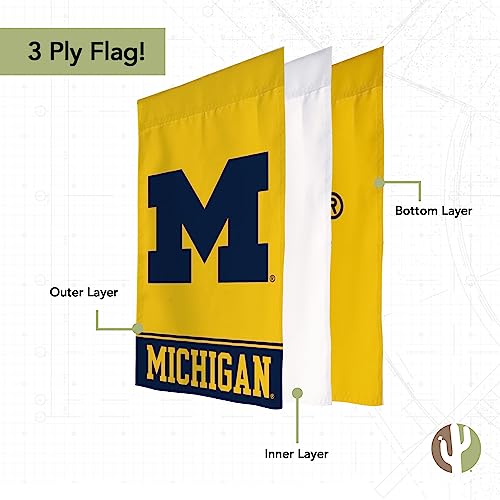 University of Michigan Garden Flag Wolverines UM U of M Banner 100% Polyester (Design B) - 757 Sports Collectibles