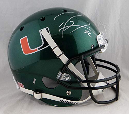 Ray Lewis Autographed Miami Hurricanes Green Schutt F/S Helmet - JSA Auth Silver
