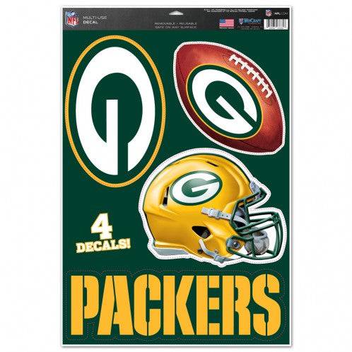 Green Bay Packers Multi Use Large Decals (4 Pack) Indoor/Outdoor Repositionable - 757 Sports Collectibles