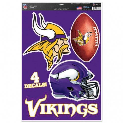 Minnesota Vikings Multi Use Large Decals (4Pack) Indoor/Outdoor Repositionable - 757 Sports Collectibles