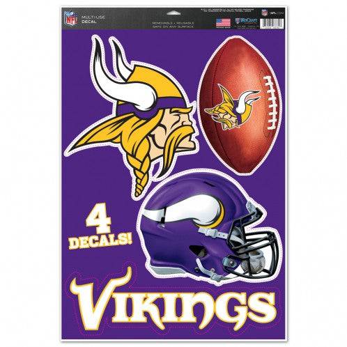 Minnesota Vikings Multi Use Large Decals (4Pack) Indoor/Outdoor Repositionable - 757 Sports Collectibles