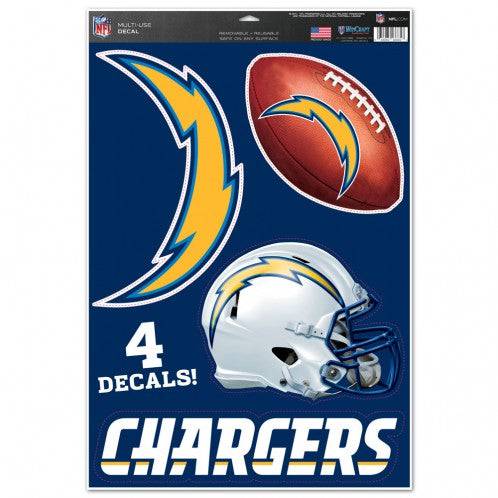 Los Angeles Chargers Multi Use Large Decals (4Pack) Indoor/Outdoor Repositionable - 757 Sports Collectibles