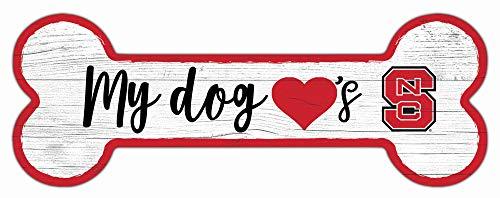 Fan Creations NCAA North Carolina State Wolfpack Unisex NC State University Dog Bone Sign, Team Color, 6 x 12 - 757 Sports Collectibles