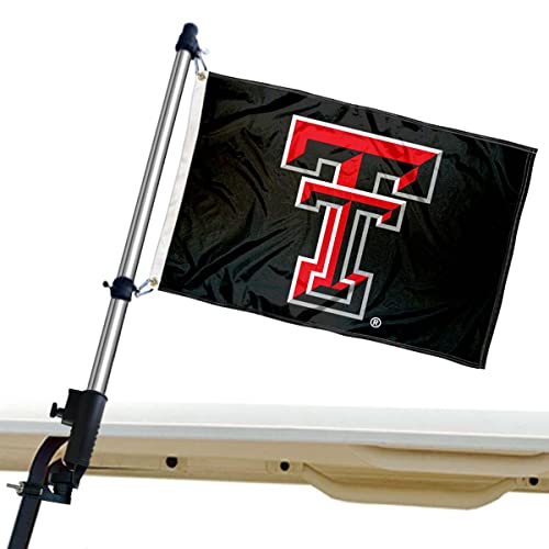Texas Tech University Golf Cart Flag and Flag Pole Holder Mount Set - 757 Sports Collectibles