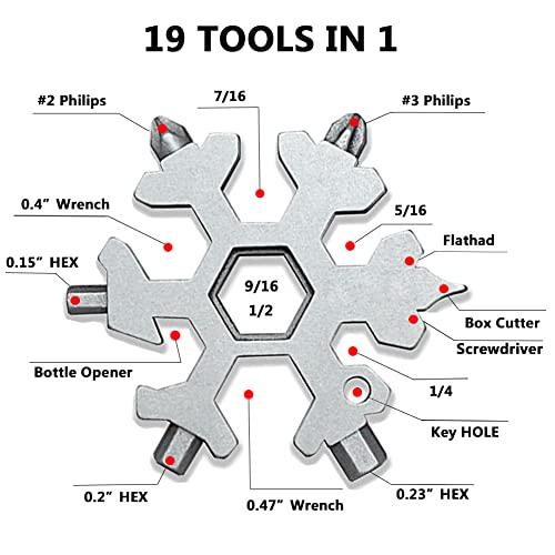 The Latest Snowflake Tool,19-in-1 Snowflake Multi Tool, Incredible Tool, Portable Stainless Steel Keychain Screwdriver Bottle Opener Snowflake Multitool for Outdoor Enthusiast and Men's Gift (Silver) - 757 Sports Collectibles