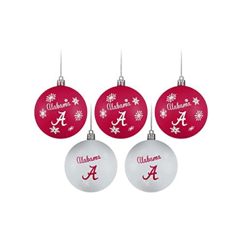 FOCO Alabama Crimson Tide NCAA 5 Pack Shatterproof Ball Ornament Set - 757 Sports Collectibles