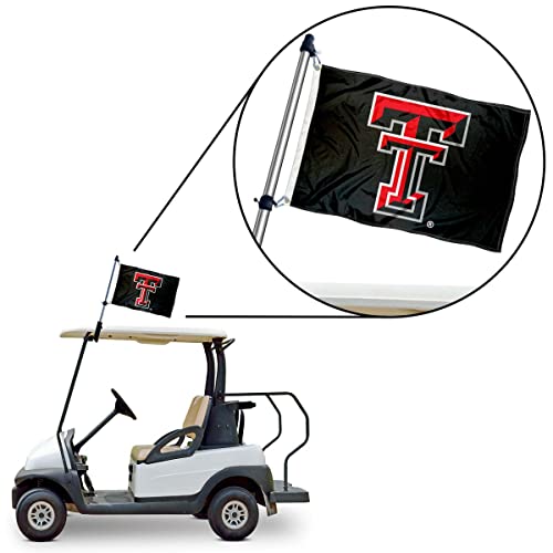 Texas Tech University Golf Cart Flag and Flag Pole Holder Mount Set - 757 Sports Collectibles