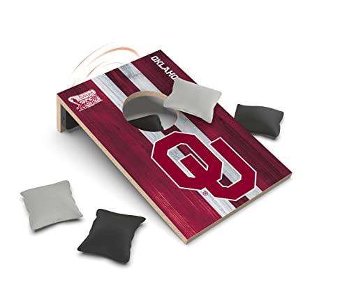 SOAR NCAA Tabletop Cornhole Game and Bluetooth Speaker, Oklahoma Sooners - 757 Sports Collectibles