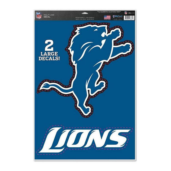 Detroit Lions Multi Use Large Decals (2 Pack) Indoor/Outdoor Repositionable - 757 Sports Collectibles