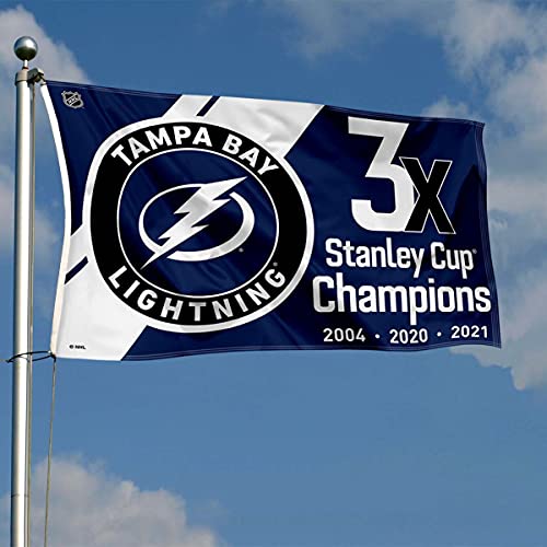 WinCraft Tampa Bay Lightning 3 Time and 2021 Cup Champions Grommet Flag - 757 Sports Collectibles