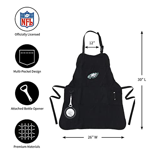Team Sports America NFL Philadelphia Eagles Ultimate Grilling Apron Durable Cotton with Beverage Opener and Multi Tool For Football Fans Fathers Day and More - 757 Sports Collectibles