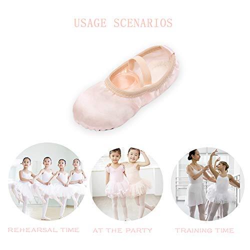 Stelle Girls Ballet Dance Shoes Satin Slippers Gymnastics Flats Split Sole with Ribbon (BP, 10MT) - 757 Sports Collectibles
