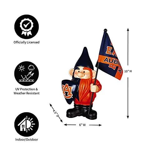 Team Sports America Auburn University, Flag Holder Gnome - 757 Sports Collectibles