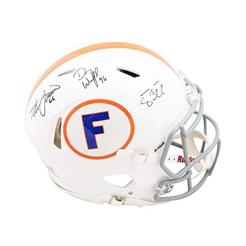 Tebow, Spurrier, Wuerffel Autographed Florida Gators Authentic White Full-Size Football Helmet - BAS COA - 757 Sports Collectibles