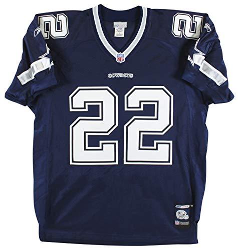 Cowboys Emmitt Smith Signed Navy Blue Reebok Jersey Autographed BAS Witnessed - 757 Sports Collectibles