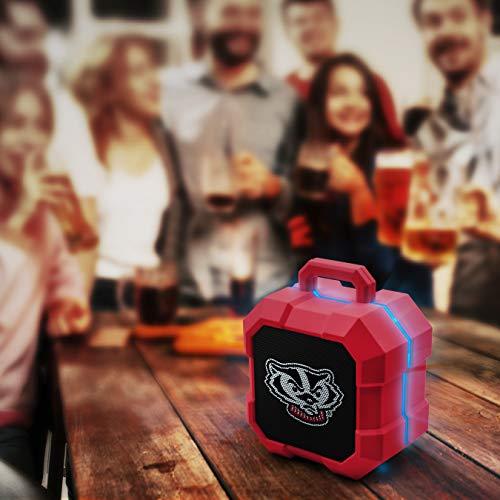 NCAA Wisconsin Badgers Shockbox LED Wireless Bluetooth Speaker, Team Color - 757 Sports Collectibles