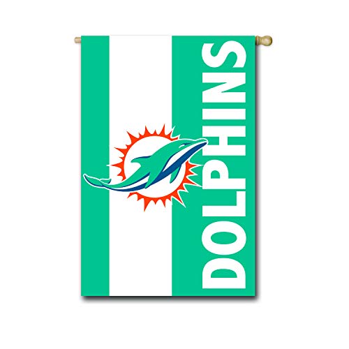 Team Sports America NFL Miami Dolphins Embroidered Logo Applique House Flag, 28 x 44 inches Indoor Outdoor Double Sided Decor for Football Fans - 757 Sports Collectibles