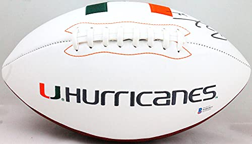 Ray Lewis Autographed Miami Hurricanes Logo Football- Beckett W Black - 757 Sports Collectibles