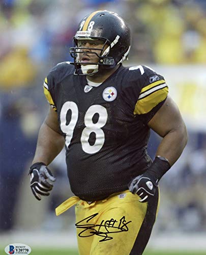 Casey Hampton Autographed Pittsburgh Steelers 8x10 Photo - BAS COA (Vertical) - 757 Sports Collectibles