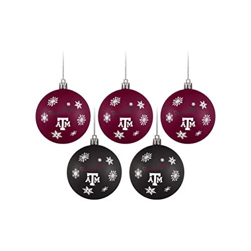 FOCO Texas A&M Aggies NCAA 5 Pack Shatterproof Ball Ornament Set - 757 Sports Collectibles