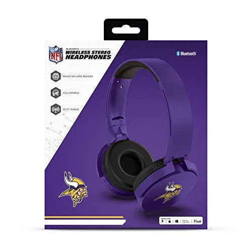NFL Minnesota Vikings Wireless Bluetooth Headphones, Team Color - 757 Sports Collectibles