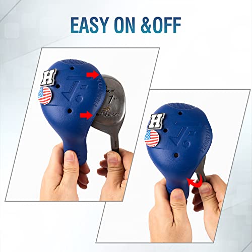 FRANKTECH Golf Club Covers, 4pcs or 1pc EVA Plastic Golf Head Covers for Driver Fairway Woods Hybrid, Driver Headcover with Pins, Fit All Right-Handed Golf Clubs, Easy On Off, Washable, Funny - 757 Sports Collectibles