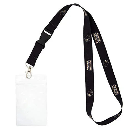 Purdue University Northwest PNW Lions Pride Car Keys College ID Badge Holder Lanyard Keychain Detachable Breakaway Snap Buckle (w/ Pouch Black) - 757 Sports Collectibles