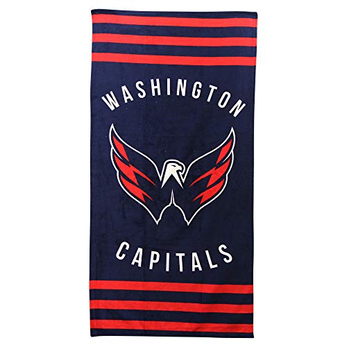 Northwest NHL Striped Beach Bath Towel 30" x 60" (Washington Capitals) - 757 Sports Collectibles