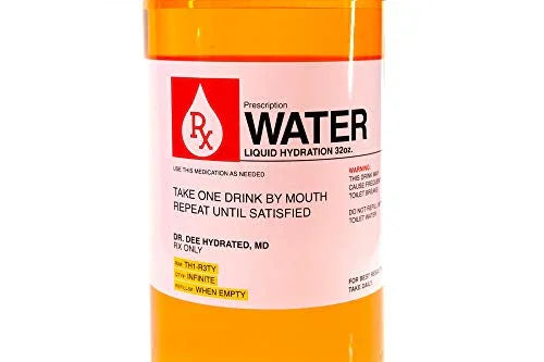 Prescription Water 32 Oz Plastic Water Bottle With Lid - Wide-Mouth, BPA-Free Novelty Hydroflask - Fun, Unique Orange Medicine Bottle With Screwtop Cap Design - Hydration Enthusiast Gift Idea - 757 Sports Collectibles